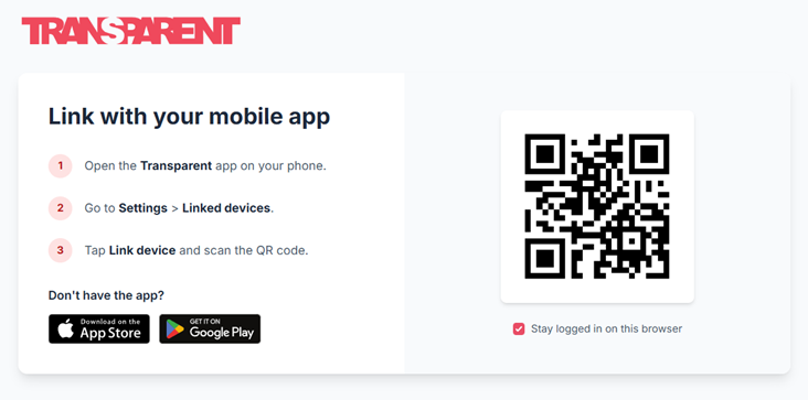 Linking your device using QR code (Web view)
